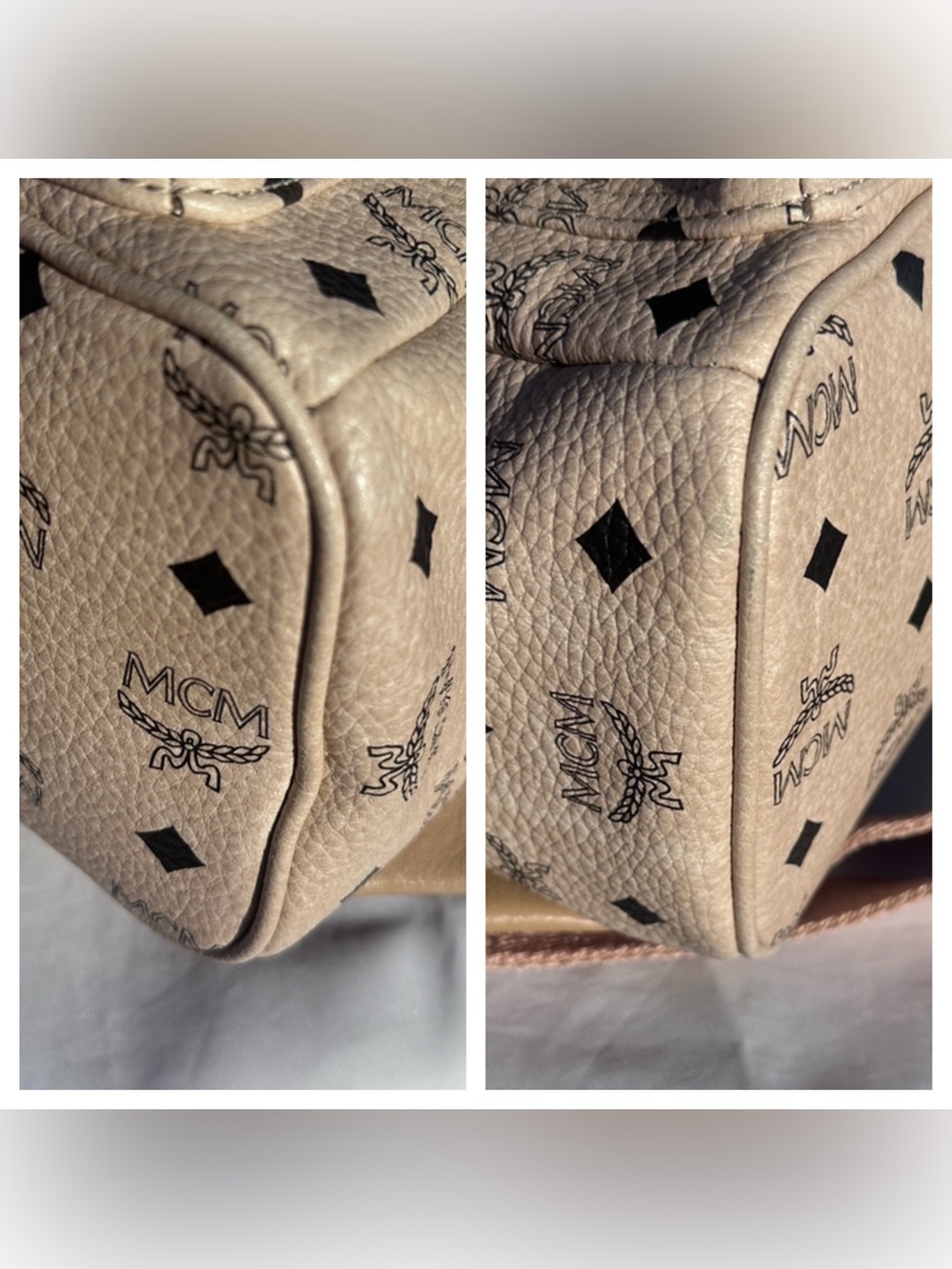MCM Stark Small Visetos Side Stud Backpack Beige Gold Hardware - Picture 10 of 17